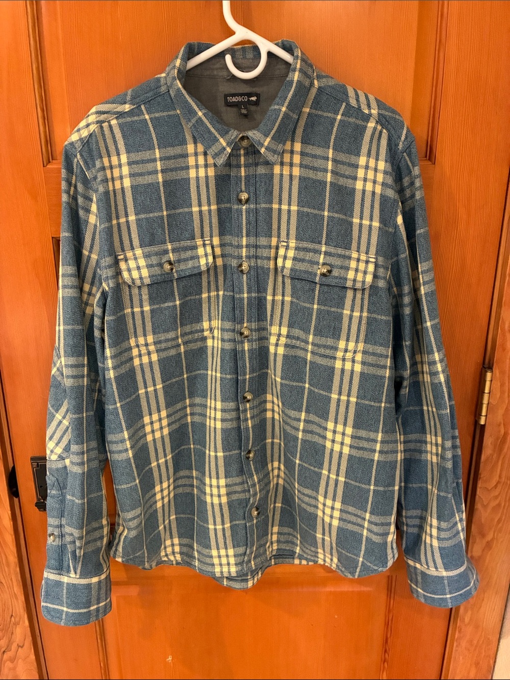 Toad&Co Blue and Cream Plaid Button-Down Shirt